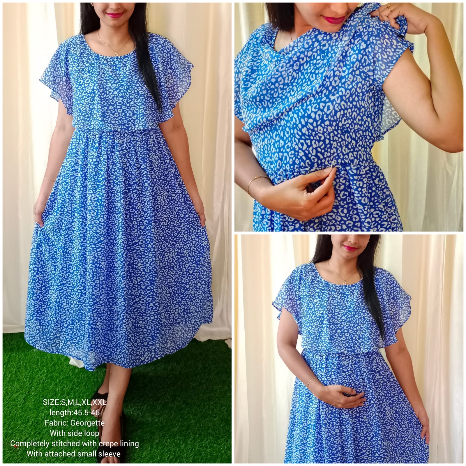 Buy Blue Cape Georgette Feeding Dress | Blue | White | S | M | L | XL | XXL  