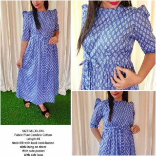 Pure Cotton Feeding Dress | Pastal Blue | Stitched With Cotton Chest Lining | S | M | L | XL | XXL | 3XL